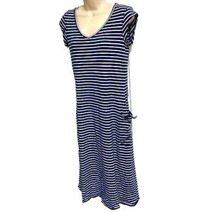TOAD and CO Marley Blue and White Nautical Striped Short Sleeve Pocket Dress